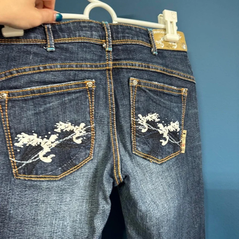 Y2K Long Jorts Women's Size 3 Denim Low Rise Fray Bermuda Beach Bunni Jean Short